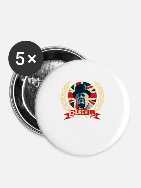 Winston Churchill - Buttons groß 56 mm (5er Pack) - Weiß