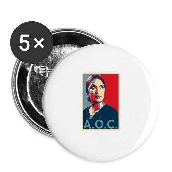 AOC für Präsident 2024 Alexandria Ocasio-Cortez - Buttons groß 56 mm (5er Pack) - Weiß - Vorne
