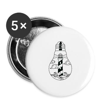 Leuchtturm Küste - Buttons groß 56 mm (5er Pack) - Weiß - Vorne