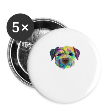 Border Terrier chien cadeau - Lot de 5 grands badges (56 mm) - blanc - Devant