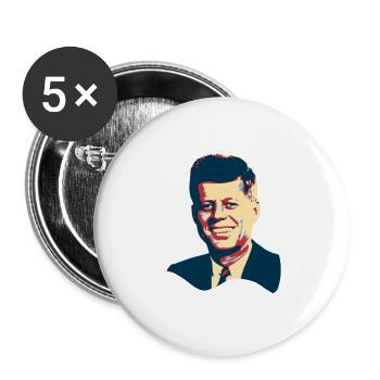 John F. KennedyPopArtTShirt - Buttons groß 56 mm (5er Pack) - Weiß - Vorne