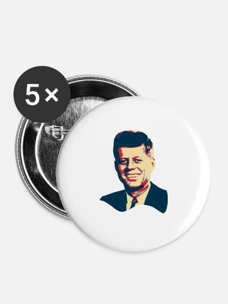 John F. KennedyPopArtTShirt - Buttons groß 56 mm (5er Pack) - Weiß