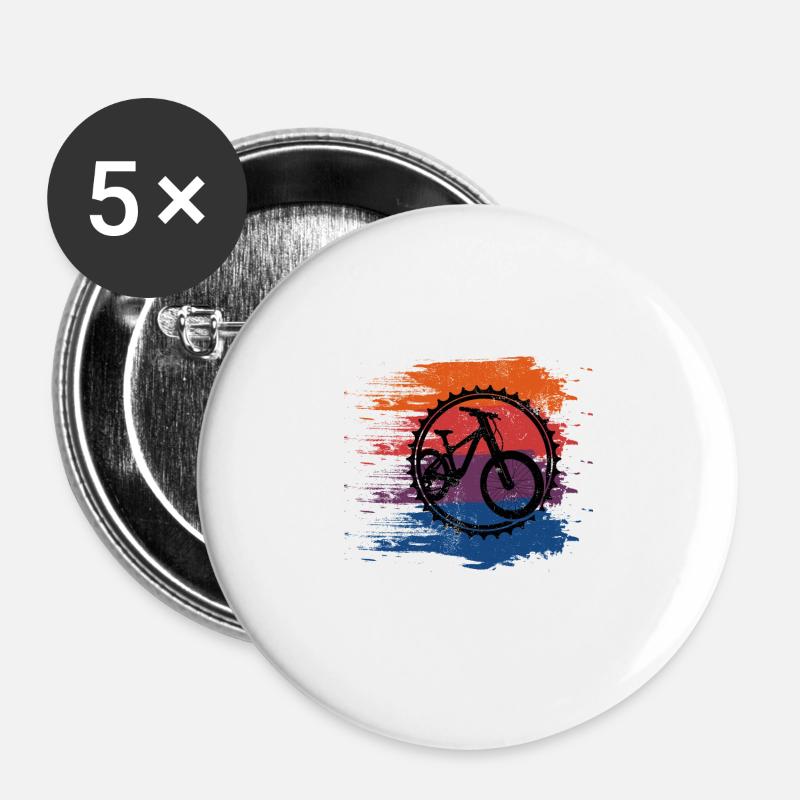 Mountain bike MTB retro gift - Buttons large 2.2''/56 mm (5-pack) - white