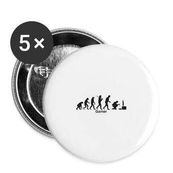 Evolution Gamer / Evolutionskette Zocker / Gamer - Buttons groß 56 mm (5er Pack) - Weiß - Vorne