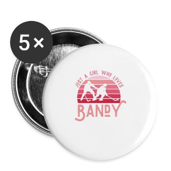Bandy Girl Jääpallo Rinkbandy Hockey Eishockey - Lot de 5 grands badges (56 mm) - blanc - Devant