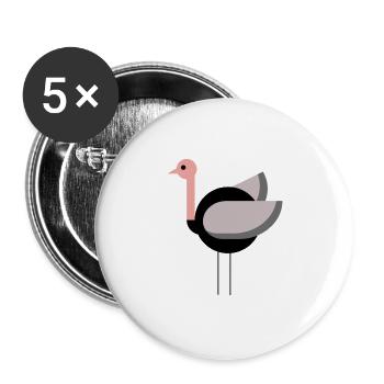 autruche - Lot de 5 grands badges (56 mm) - blanc - Devant