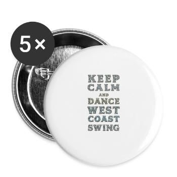 West Coast Swing Dance Geschenk WCS - Buttons groß 56 mm (5er Pack) - Weiß - Vorne