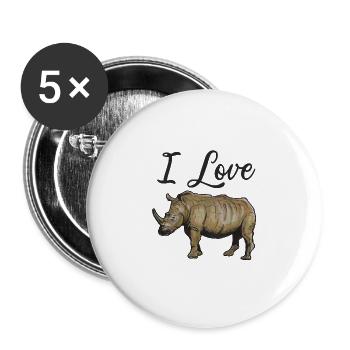 I love rhinos rhinos watercolor art - Buttons large 2.2''/56 mm (5-pack) - white - Front