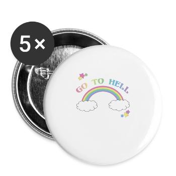 Go To Hell Rainbow - Buttons large 2.2''/56 mm (5-pack) - white - Front