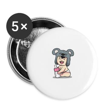 Bébé Koala - Lot de 5 grands badges (56 mm) - blanc - Devant