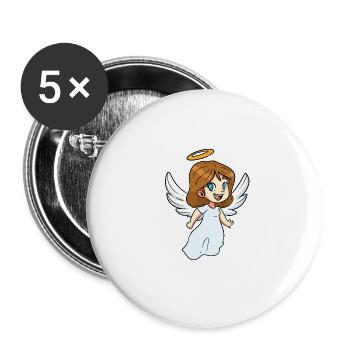 Ange mignon - Lot de 5 grands badges (56 mm) - blanc - Devant