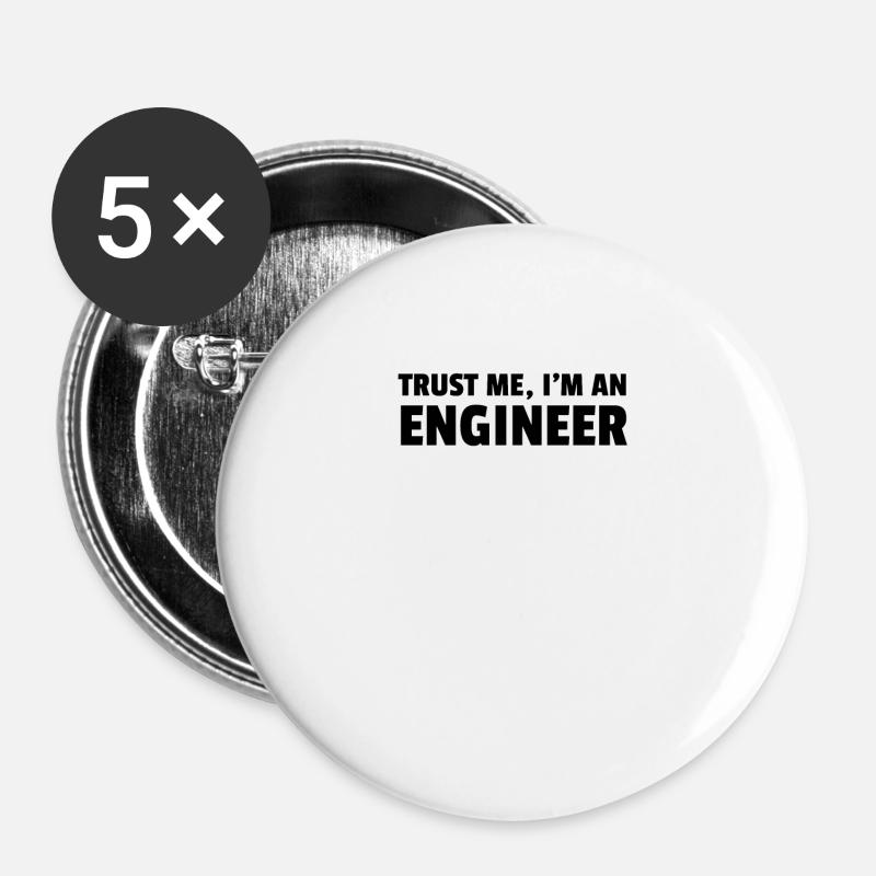 Trust Me Im An Engineer - Buttons large 2.2''/56 mm (5-pack) - white