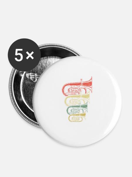 Retro Tuba - Buttons groß 56 mm (5er Pack) - Weiß