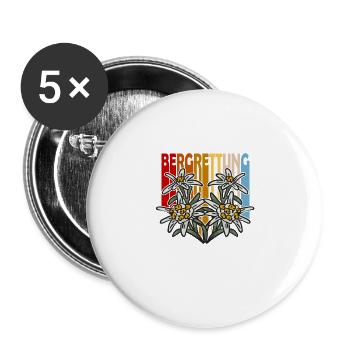Geschenk Für Bergrettung Bergretter Edelweiß - Buttons groß 56 mm (5er Pack) - Weiß - Vorne
