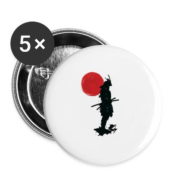 samurai warrior sumi style traditionelles japanisch - Buttons groß 56 mm (5er Pack) - Weiß - Vorne