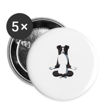 Yoga Border Collie - Buttons large 2.2''/56 mm (5-pack) - white - Front