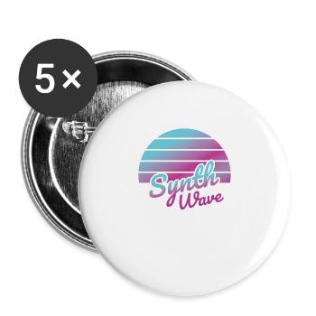 synth wave music lover - Buttons large 2.2''/56 mm (5-pack) - white - Front