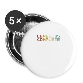 35 Jahre - 35. Geburtstag Level 35 Complete - Buttons groß 56 mm (5er Pack) - Weiß - Vorne