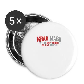 Krav Maga - Buttons groß 56 mm (5er Pack) - Weiß - Vorne