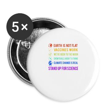 Défendez la science - Lot de 5 grands badges (56 mm) - blanc - Devant