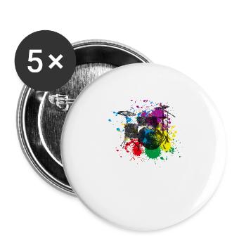 Schlagzeug Musiker Geschenk für Schlagzeuger - Buttons groß 56 mm (5er Pack) - Weiß - Vorne