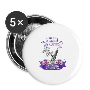 Saxophon Instrument Spruch Mädchen Musik - Buttons groß 56 mm (5er Pack) - Weiß - Vorne