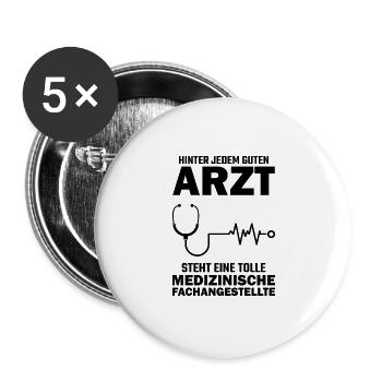 medizinische Fachangestellte Arzthelferin Geschenk - Buttons groß 56 mm (5er Pack) - Weiß - Vorne