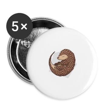 Pangolin endormi pangolin animal mignon - Lot de 5 grands badges (56 mm) - blanc - Devant