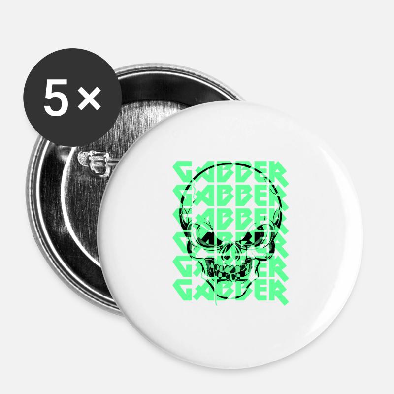 Gabber Gabba Hard-Tekk Schranz Techno Rave Raver - Buttons large 2.2''/56 mm (5-pack) - white