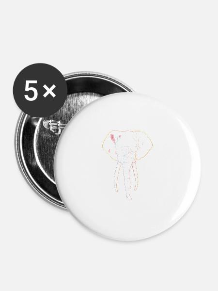 Elefant - Buttons groß 56 mm (5er Pack) - Weiß