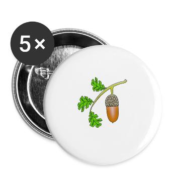 Acorn leaf oak bea - Buttons large 2.2''/56 mm (5-pack) - white - Front
