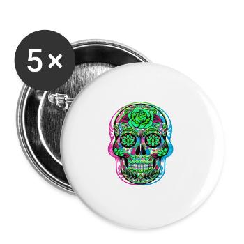 CALAVERA DAY OF THE DEAD - Buttons large 2.2''/56 mm (5-pack) - white - Front