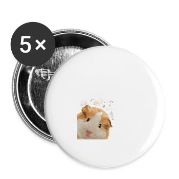 Curious Guinea Pig - Buttons large 2.2''/56 mm (5-pack) - white - Front