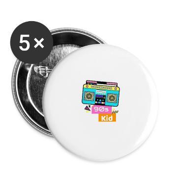 Enregistreurs de cassettes rétro nostalgie ghettoblaster - Lot de 5 grands badges (56 mm) - blanc - Devant