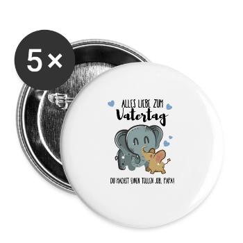 Vatertag Papa süß Vater - Buttons groß 56 mm (5er Pack) - Weiß - Vorne