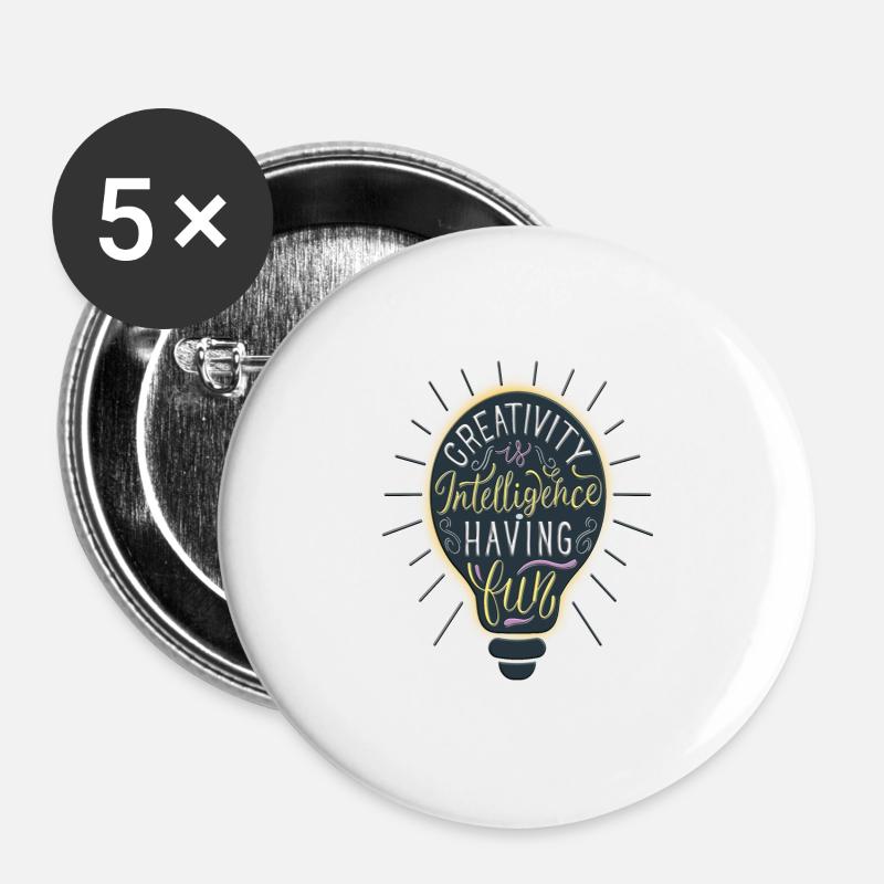 Creativity Is Intelligence Having Fun - Buttons large 2.2''/56 mm (5-pack) - white