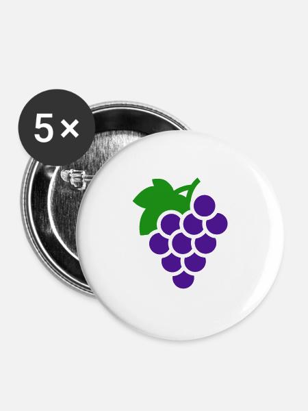 Trauben Geschenk - Buttons groß 56 mm (5er Pack) - Weiß