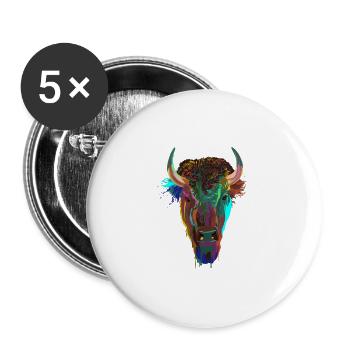 Splash Bison - Buttons groß 56 mm (5er Pack) - Weiß - Vorne