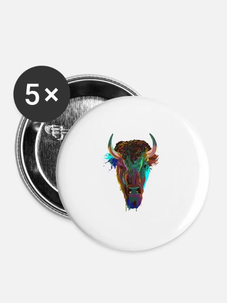 Splash Bison - Buttons groß 56 mm (5er Pack) - Weiß