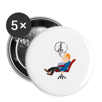Mann schläft schlafen schlafen Bürostuhl Nickerchen tra - Buttons groß 56 mm (5er Pack) - Weiß - Vorne