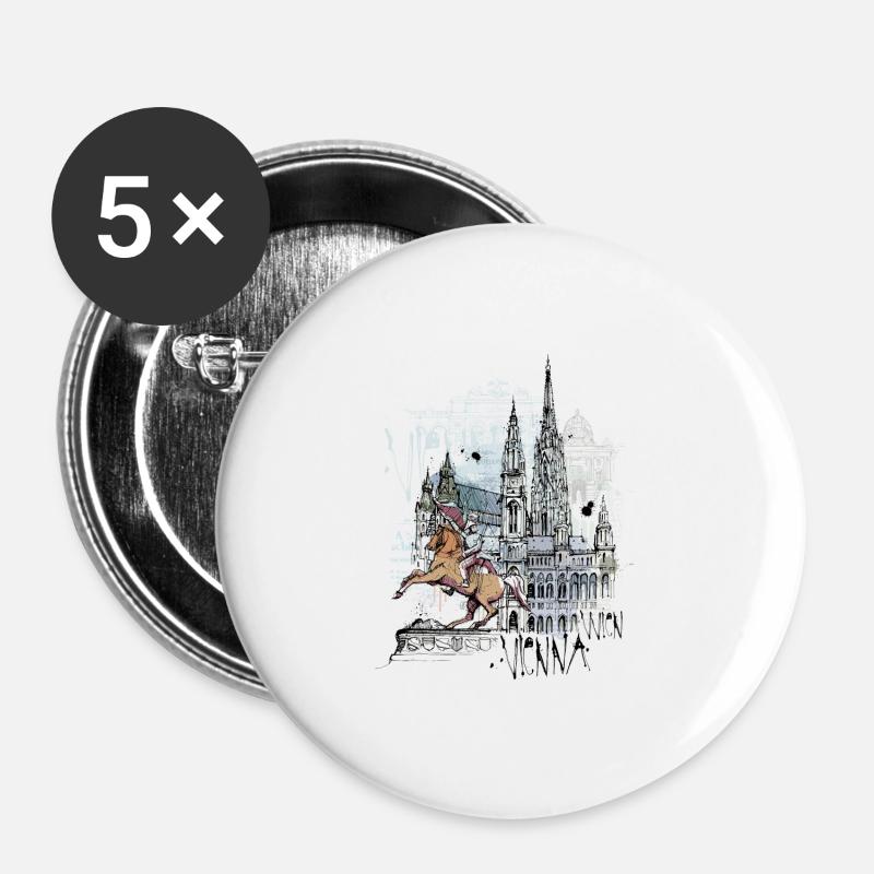 Vienna - Buttons large 2.2''/56 mm (5-pack) - white