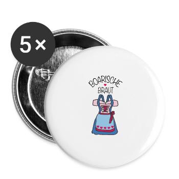 boarische braut - team braut - braut geschenk jga - Buttons groß 56 mm (5er Pack) - Weiß - Vorne