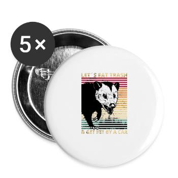 Let's Eat Trash & Get Hit By A Car Opossum Vintage - Buttons groß 56 mm (5er Pack) - Weiß - Vorne