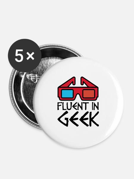 Geek Computer Nerd - Buttons groß 56 mm (5er Pack) - Weiß