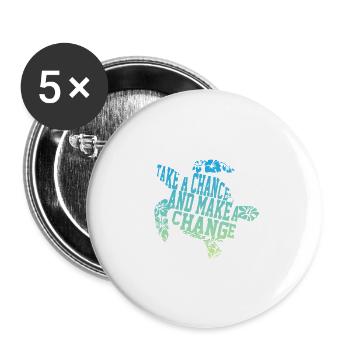 Turtle chance and change - Buttons large 2.2''/56 mm (5-pack) - white - Front