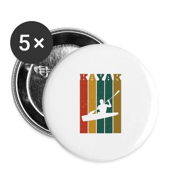 Kayak, Kayaking Design - Vintage Style - Buttons large 2.2''/56 mm (5-pack) - white - Front