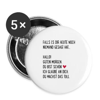 Komplimente - Buttons groß 56 mm (5er Pack) - Weiß - Vorne