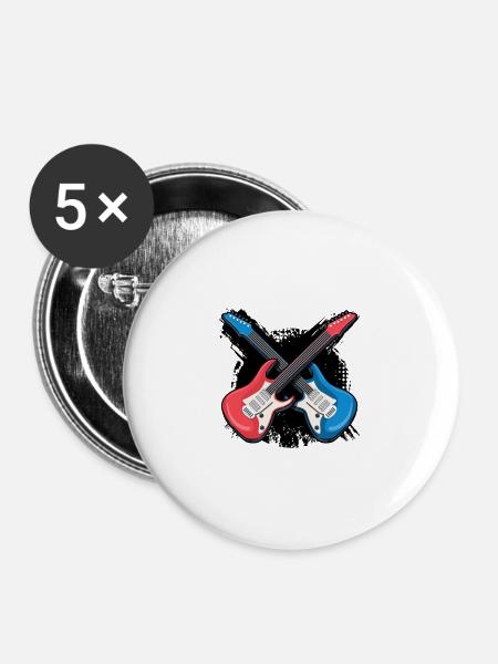 Musik Lieder Gitarre - Buttons groß 56 mm (5er Pack) - Weiß