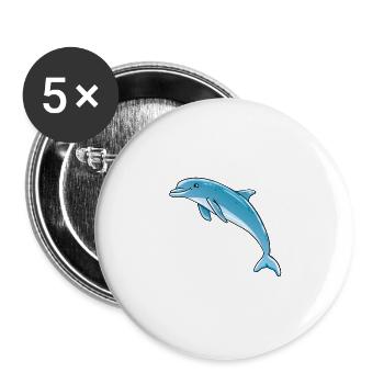 Delfin - Buttons groß 56 mm (5er Pack) - Weiß - Vorne