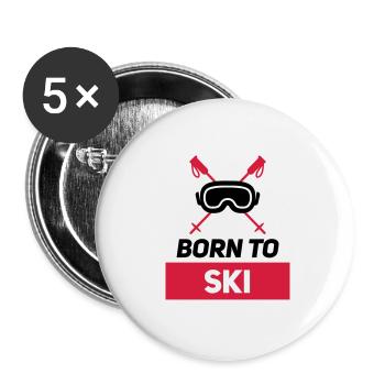 BORN TO SKI - Buttons large 2.2''/56 mm (5-pack) - white - Front